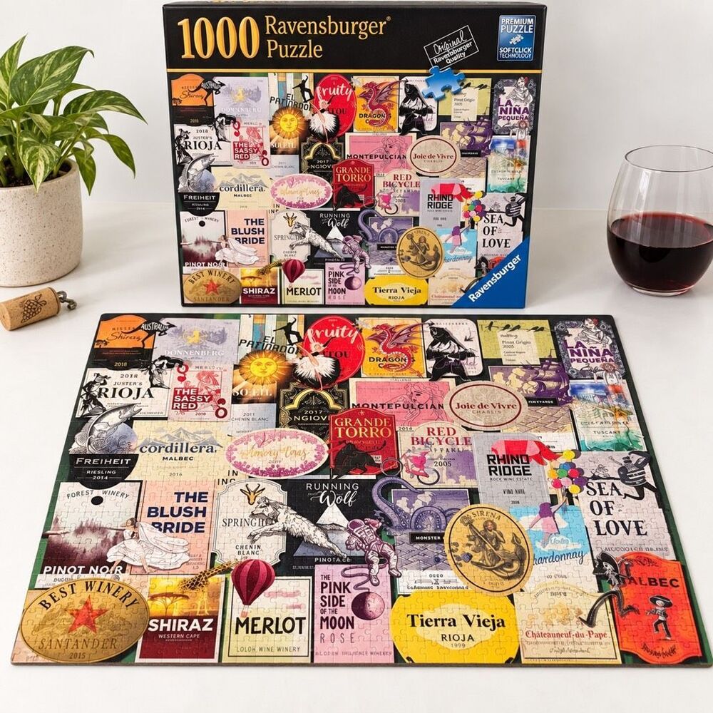 Ravensburger Wine Labels 1000 Piece Jigsaw Puzzle Complete